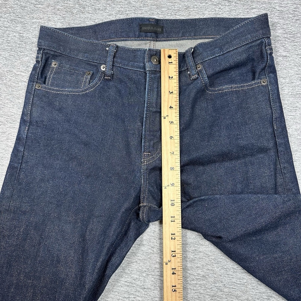 Uniqlo Jeans Mens 32x32 Blue Selvedge Kaihara Japan Denim Slim Straight Mid Rise - Picture 5 of 11